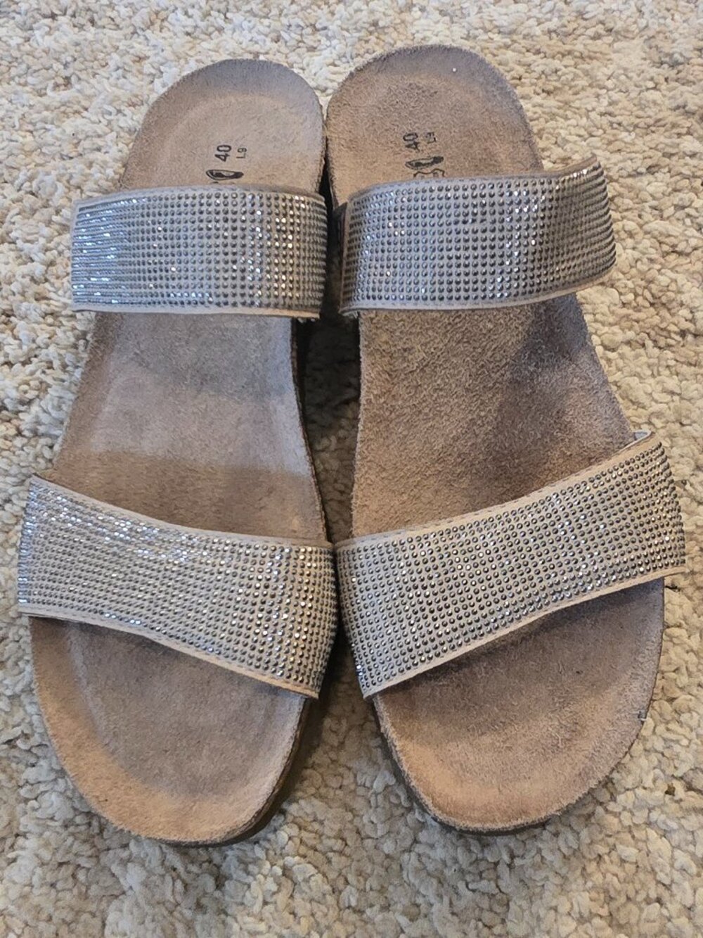 NAOT Bianca Sandals Beige with Silver Rivets Size 9.5
